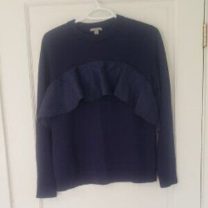 COS wool ruffle sweater in midnight blue